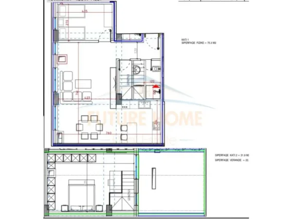 Tirane, shitet apartament duplex Kati 4, 121 m² 259.000 € (KODRA E DIELLIT)