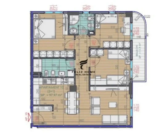 Tirane, shitet apartament 3+1 Kati 3, 112 m² 197.000 € 