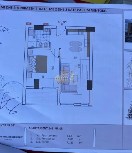 Tirane, shitet apartament 1+1+Ballkon Kati 4, 71 m² 85.470 € (Monark Rezidence, Babrru)