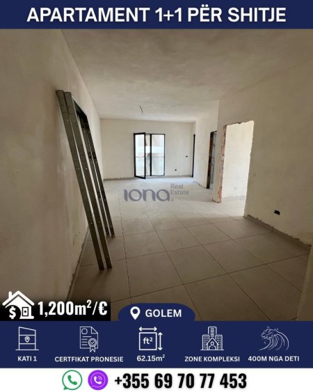 Golem, shitet apartament 1+1 Kati 1, 62 m² 74.580 € (350m Distanc Nga Deti)