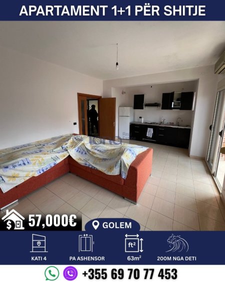 Golem, shitet apartament 1+1 Kati 4, 63 m² 57.000 € (200m Distanc nga deti)