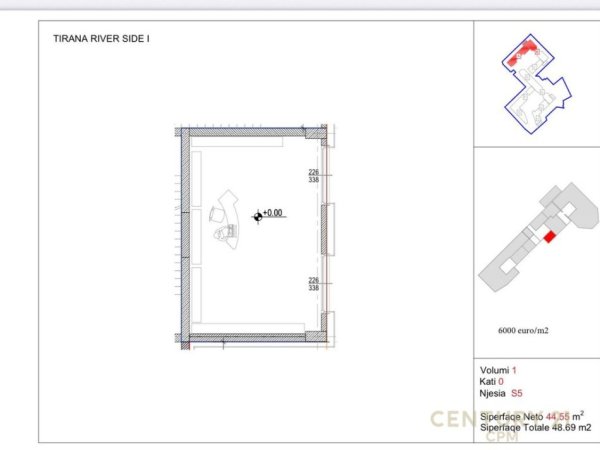 Tirane, shes ambjent biznesi Kati 0, 48 m² 292.100 € (Globe)
