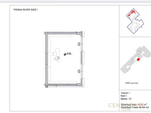 Tirane, shes ambjent biznesi Kati 0, 48 m² 292.100 € (Globe)
