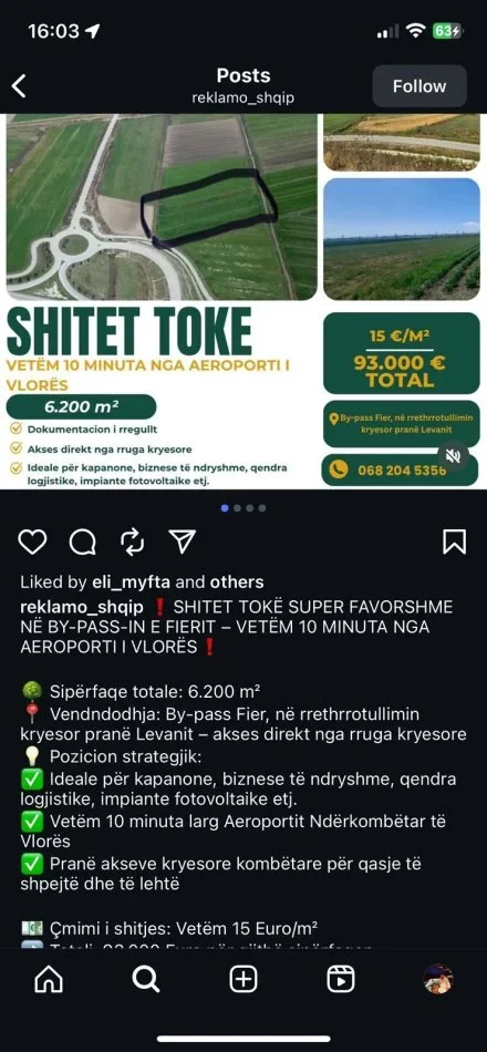 Fier, shitet toke , 6.200 m² 