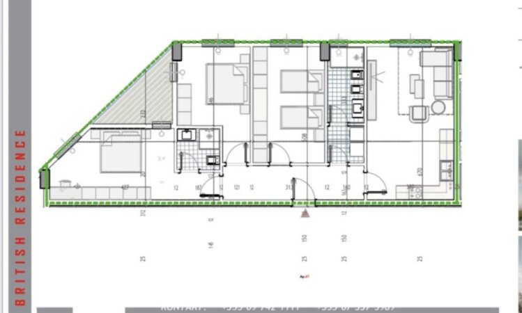 Tirane, shitet apartament 3+1+Ballkon Kati 2, 130 m² 123.000 € (British Residence 3+1+2 Per Shitje Okazion 950€/m2 Faze Perfundimi)