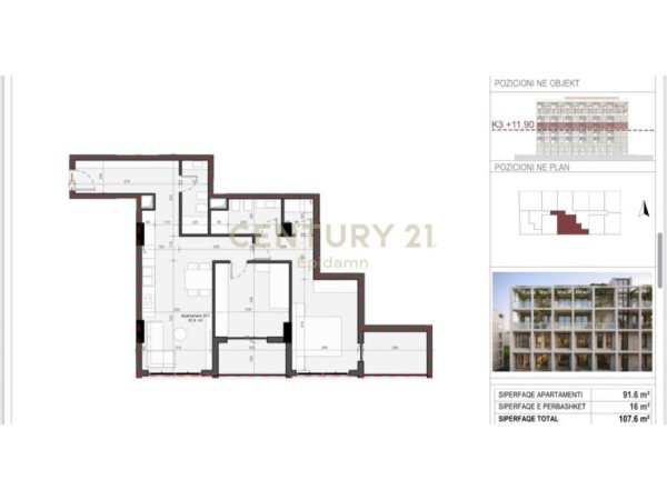 Durres, shitet apartament 2+1 Kati 3, 108 m² 96.840 € (Mali i Robit)