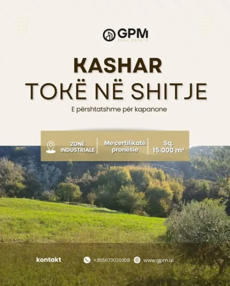 Tirane, shitet toke ne Kashar ,15.000 m²