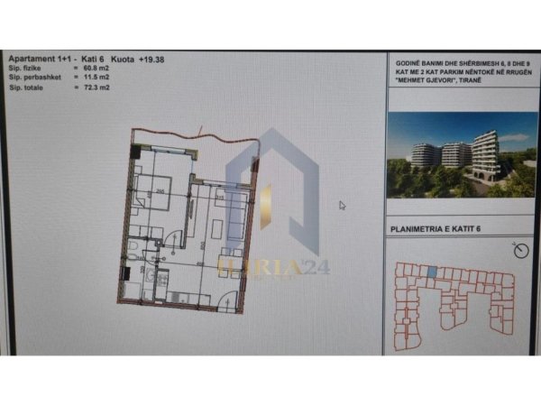 Tirane, shitet 1+1+Ballkon Kati 6, 72 m² 79.530 € (Paskuqan Kompleksi Aluna)