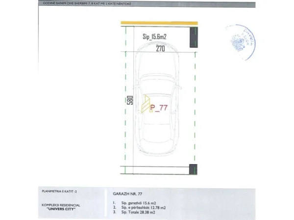 Tirane, shitet garazh | post parkimi Kati -2, 28 m² 