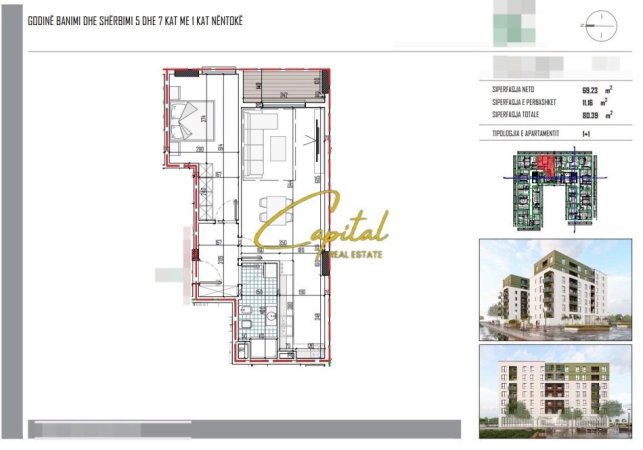 Tirane, shitet apartament 1+1 Kati 3, 80 m² 97.000 € (PASKUQAN)