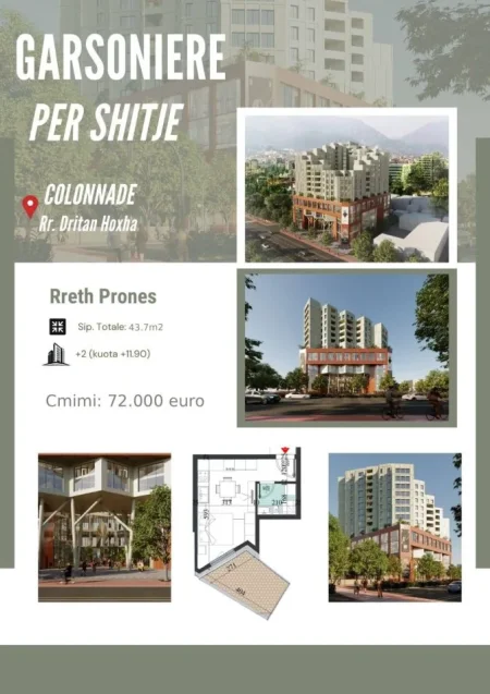 Tirane, shes garsonier 1+1 , 43 m² 73.000 € 