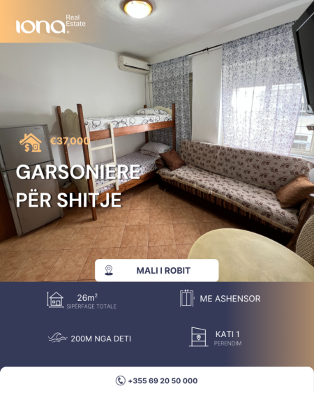 Mali Robit, shitet garsoniere,Kati 1, 26 m² 37.000 €