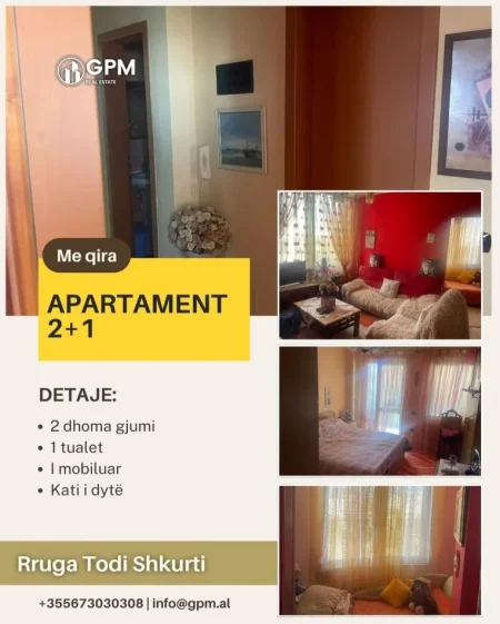 Tirane, jepet me qera apartament 2+1 Kati 2, 500 € 