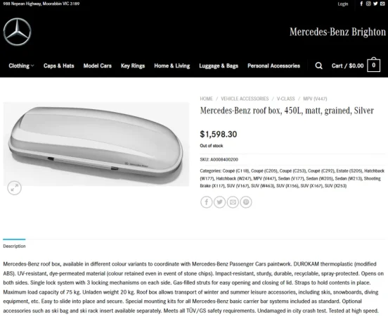 Tirane, shes Roof Box Mercedes 450 litra, 450 €