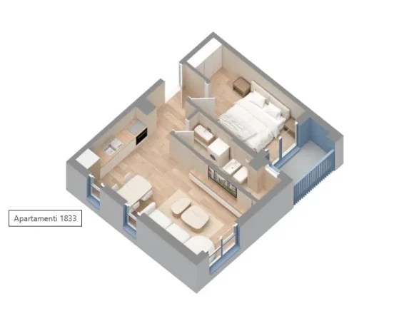 Tirane, shes apartament 1+1 Kati 3, 60 m² 92.000 € (Rruga Dalip Topi)