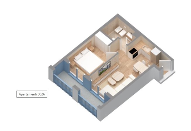Tirane, shes apartament 1+1 Kati 2, 59 m² 90.000 € (Dalip Topi)