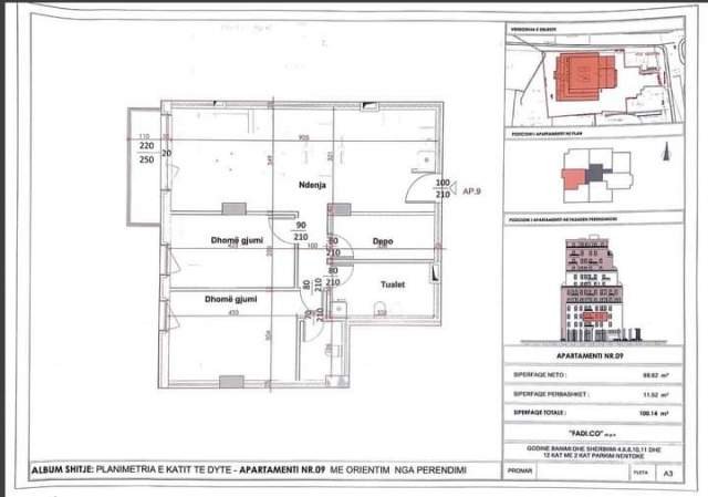 Elbasan, shitet apartament 2+1 Kati 2, 100 m² 80.000 Euro (Vefkije Todri)