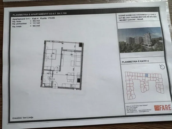 Tirane, shitet apartament 1+1 Kati 4, 70 m² 80.000 € (Paskuqan)