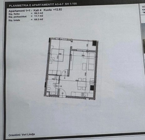 Tirane, shitet apartament 1+1+Ballkon Kati 4, 59 m² 80.000 € 