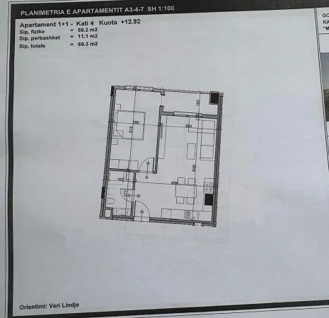 Tirane, shitet apartament 1+1+Ballkon Kati 4, 59 m² 80.000 € 