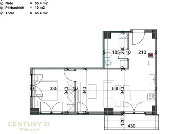 Tirane, shitet apartament 1+1 Kati 7, 65 m² 111.200 € (Rr. Javer Malo)