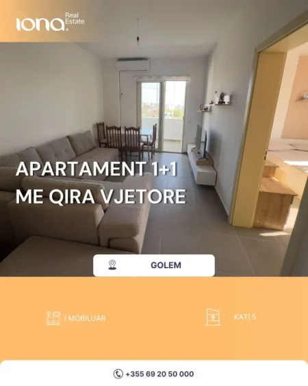 Golem, jepet me qera vjetore apartament 1+1 Kati 5,
