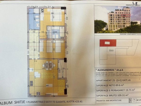 Tirane, shitet apartament 2+1+Ballkon Kati 6, 109 m² 164.000 € (Selite)