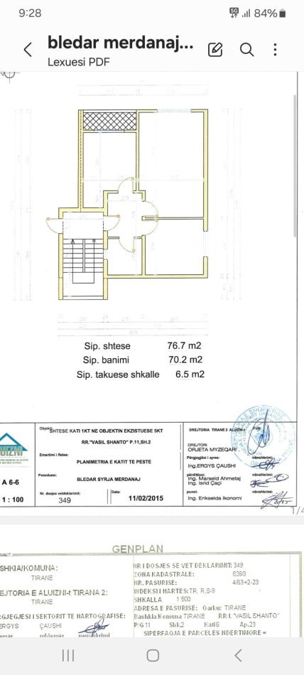 Tirane, shitet 2+1+Ballkon Kati 6, 77 m² 126.000 €