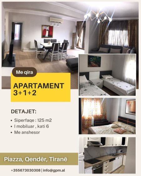 Tirane, jepet me qera apartament 3+1 Kati 6, 125 m² 1.100 €