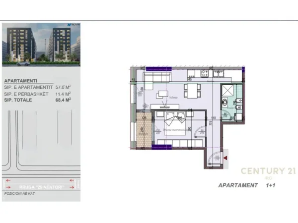 Tirane, shitet apartament Kati 2, 68 m² 89.000 € 