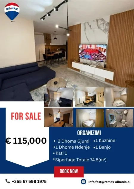 shitet apartament 2+1 Kati 1, 75 m²