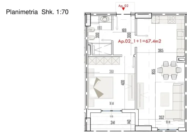 Tirane, shitet apartament 1+1 Kati 5, 78 m² 85.500 € (PASKUQAN)