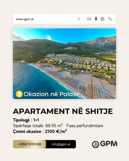 Dhermi - Palase, shitet apartament 1+1 , 89 m²