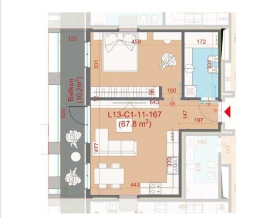 Shitet Apartament 1+1 në Don Bosko, Kati 13, 84 m² 127.050 EURO