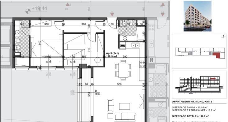 Shqiperi, shitet apartament 2+1 tek Bulevardi i Ri✨  Kati 6, 116 m² 191.400 €URO