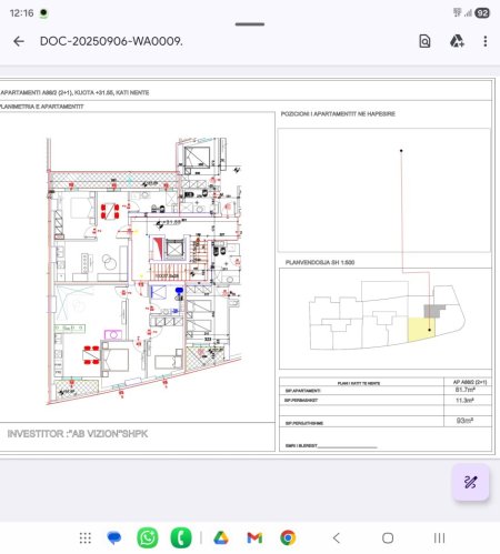Tirane, shes apartament 2+1+Ballkon Kati 9, 93 m²