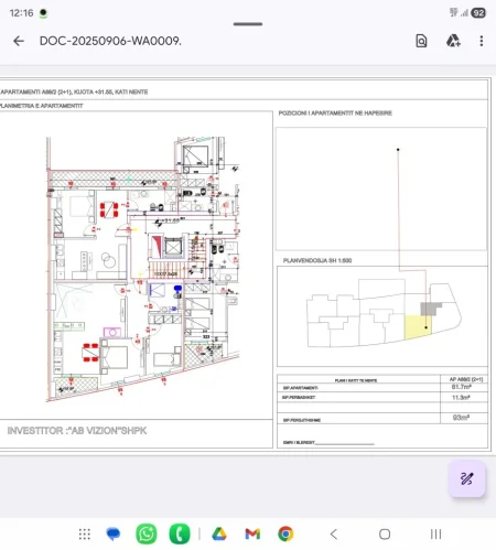 Tirane, shes apartament 2+1+Ballkon Kati 9, 93 m² (me 2 poste parkimi)