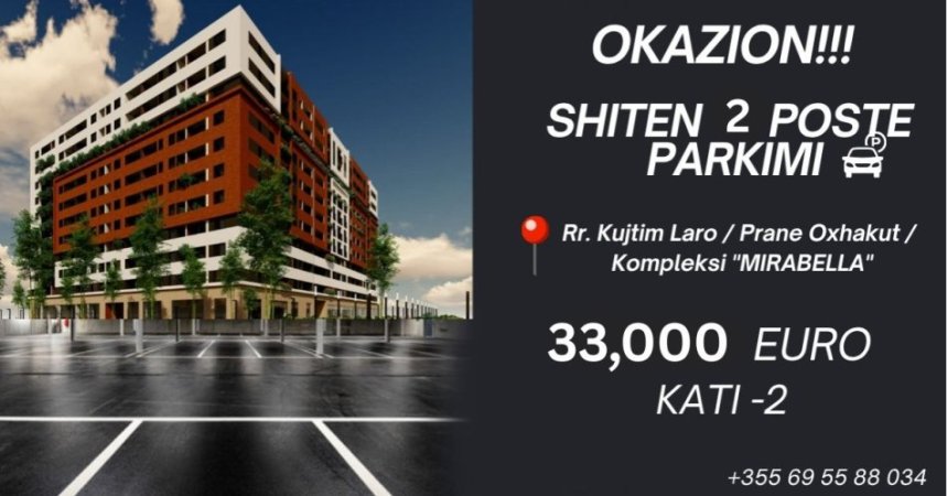 Tirane, shitet garazh | post parkimi Kati -2, 55 m² 33.000 € (Rruga Kujtim Laro / Prane Oxhakut)