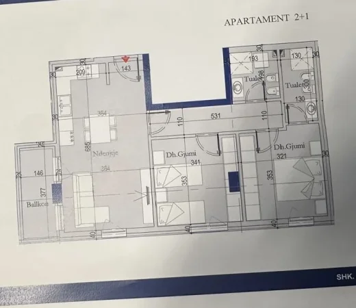 Tirane, shitet apartament 2+1+Ballkon , 95 m² 130.000 € (Tirana Entry 2, Ish Dogana)