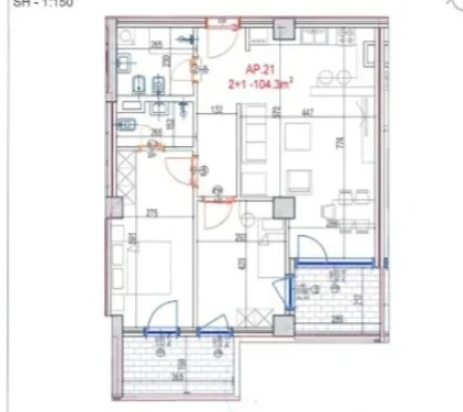 Tirane, shitet apartament 2+1+2 Kati 4, 124 m² 186.150 € (Don Bosko)