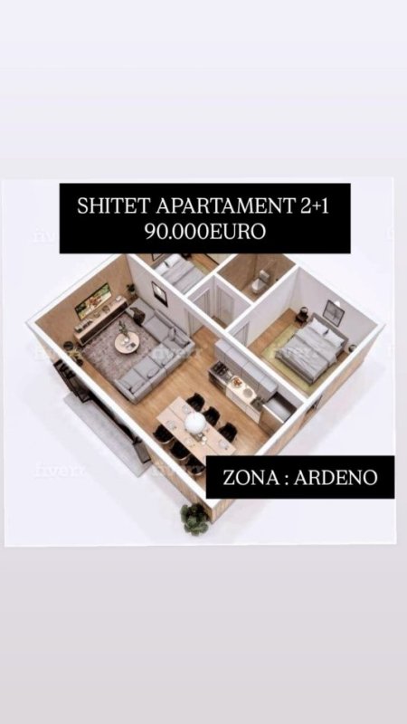 Tirane, shitet apartament 2+1+Ballkon Kati 5, 75 m² 90.000 € (Te Ardeno)