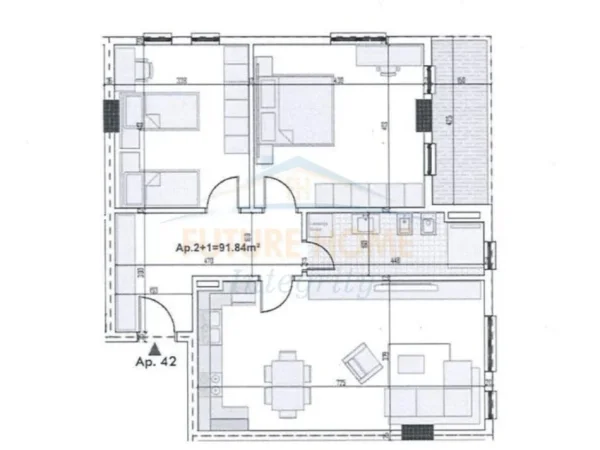 Tirane, shitet apartament 2+1 Kati 4, 103 m² 111.300€ (Paskuqan)