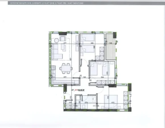 Tirane, shitet apartament 3+1+Ballkon Kati 7, 108 m² 80.500 € (Mehillaj Kamez 3+1+Depo Per Shitje Okazion 750€/m2)