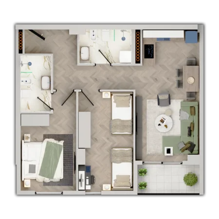 Tirane, shitet 2+1+Ballkon Kati 4, 91 m²