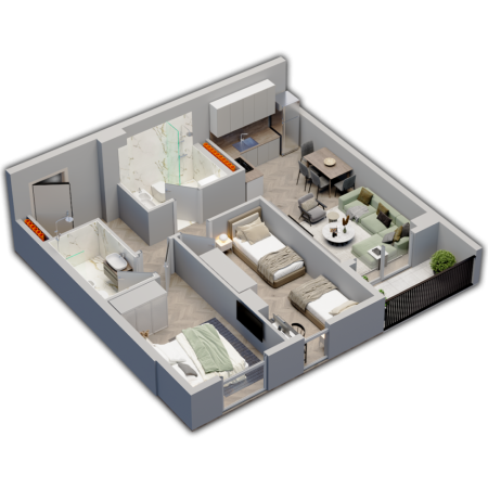 Tirane, shitet 2+1+Ballkon Kati 4, 91 m²