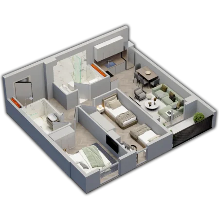 Tirane, shitet 2+1+Ballkon Kati 4, 91 m²