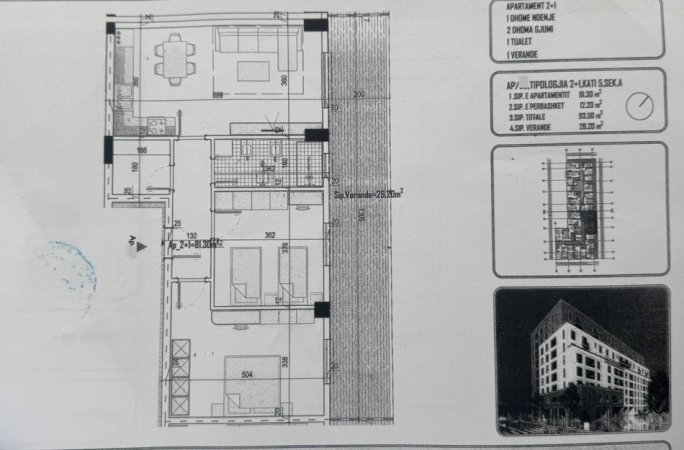 Tirane, shitet apartament 2+1+Ballkon Kati 5, 122 m² 118.840 € (Kamez Rruga Berisha)