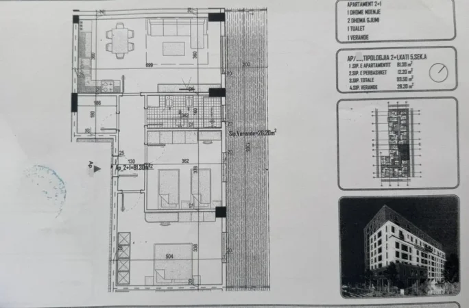 Tirane, shitet apartament 2+1+Ballkon Kati 5, 122 m² 118.840 € (Kamez Rruga Berisha)