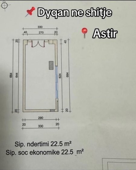 Tirane, shitet dyqan Kati 0, 22 m² (Astir)