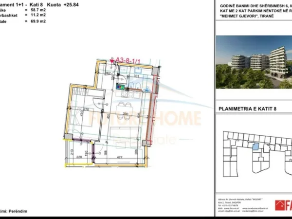 Tirane, shitet apartament 1+1+Ballkon , 79.100 € (Paskuqan, Kompleksi Aluna)